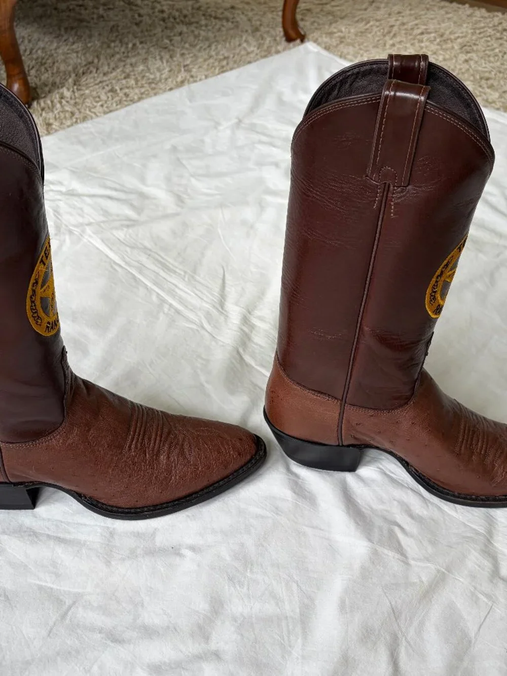 JUSTIN BOOTS - TEXAS RANGERS - Lawman -Brown Ostrich - 8.5 D - READ SIZING - NWT